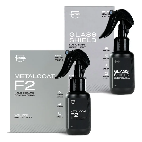 Nasiol-SET 25-Metalcoat F2 Araç Sprey Nano Seramik Kaplama ve Glasshield Nano Yağmur Kaydırıcı Sprey Seti - Görsel 2