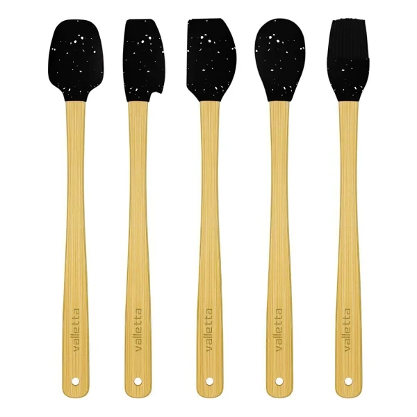 valletta Indigo 5'li Siyah Noktalı Bambu Silikon Spatula Seti Uzun 26 Cm - Görsel 10