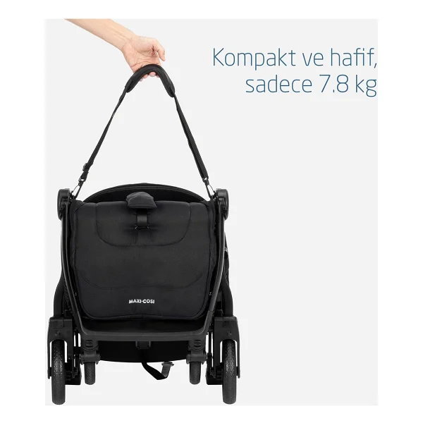 Maxi-Cosi Eva Essential Black Otomatik Katlanan Kompakt Bebek Arabası - Görsel 8