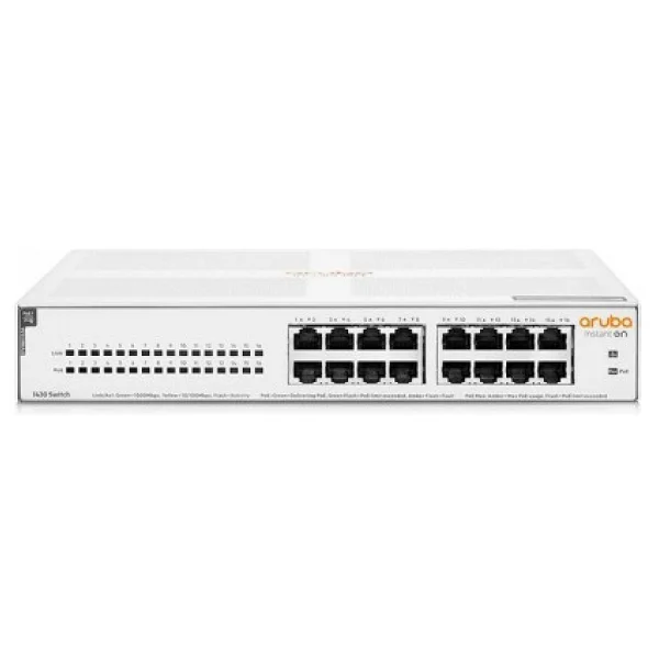 HP Aruba Instant On 1430-16G R8R48A 16 Port 10/100/1000 Mbps PoE Gigabit Switch - Görsel 2