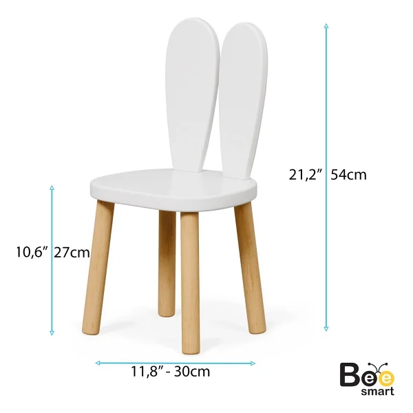 Bee Smart Oyun Masası-Aktivite Masası-Çalışma Masası-Etkinlik Masası-Ahşap 1 Sandalyeli Çocuk Masa Sandalye Takımı - Beyaz - Naturel Ahşap - Görsel 2