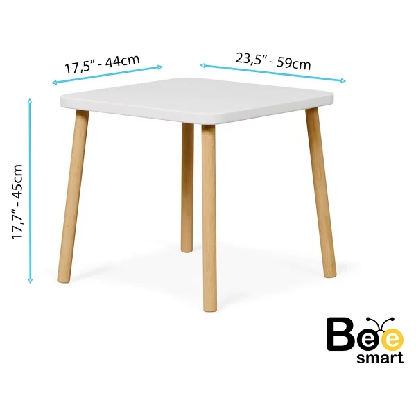 Bee Smart Oyun Masası-Aktivite Masası-Çalışma Masası-Etkinlik Masası-Ahşap 1 Sandalyeli Çocuk Masa Sandalye Takımı - Beyaz - Görsel 2