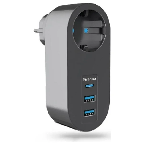 Piranha Termal Akım Korumalı Priz / 2 X Usb - 1 X Type-c Girişli - Görsel 4