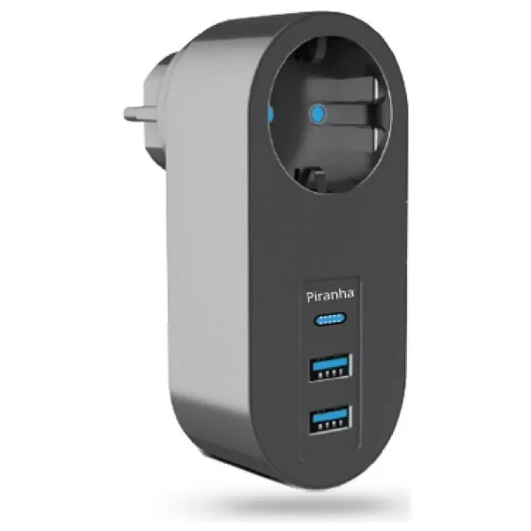 Piranha Termal Akım Korumalı Priz / 2 X Usb - 1 X Type-c Girişli - Görsel 3