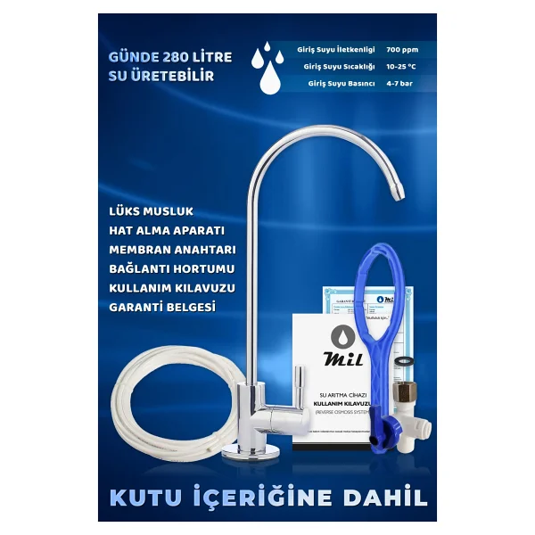 Mil Su Arıtma Cihazı 14 Aşamalı Alkali Filtreli 8 Lt Çelik Tanklı (DNP14-M-S) - Görsel 5