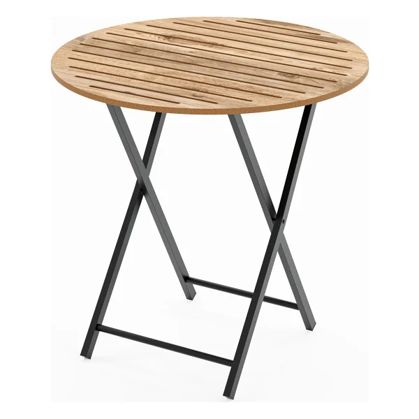 Eportatif Katlanır 4 Kişilik Yuvarlak Bahçe Masası Bistro Masa 70X70 Çam 1506 - Görsel 3