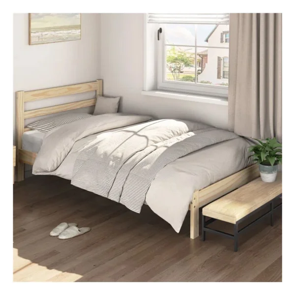 Pinoxi Masif Ahşap Karyola 90 x 190 cm Doğal Ahşap Natural - Naturel - 90 x 190 cm - Görsel 2