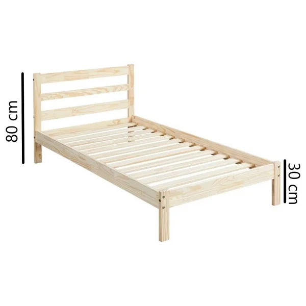 Pinoxi Masif Ahşap Karyola 90 x 190 cm Doğal Ahşap Natural - Naturel - 90 x 190 cm - Görsel 4