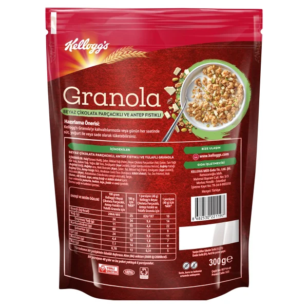 Kellogg's Beyaz Çikolatalı ve Antep Fıstıklı Granola 300 gr - Görsel 2