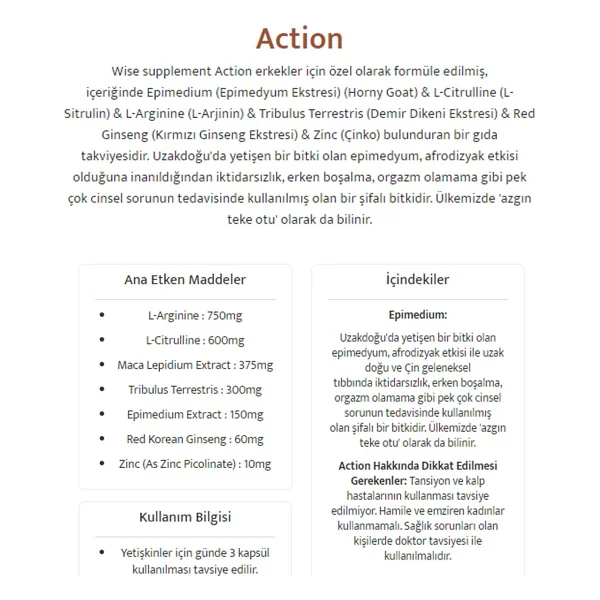 WiseLab Action Erkek Takviye 90 Kapsül - Görsel 6