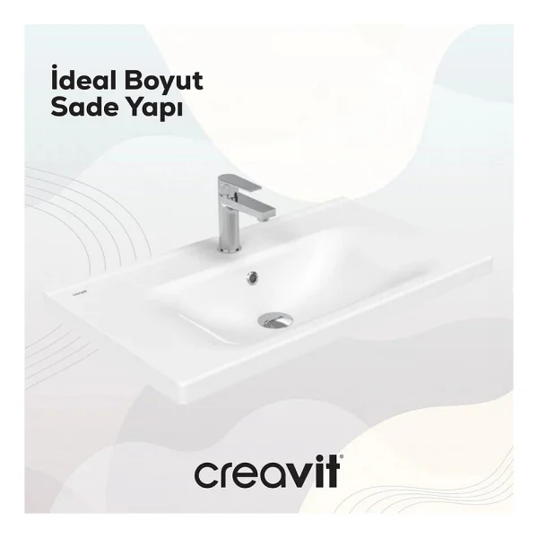 Creavit Eksen 45x80 cm Etajerli Mobilya Dolap Uyumlu Lavabo EK080 - Görsel 2