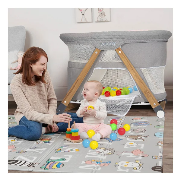 Kiwi Zoody 3 in 1 Bebek Beşiği, Oyun Parkı ve Park Yatak Gri - Görsel 9