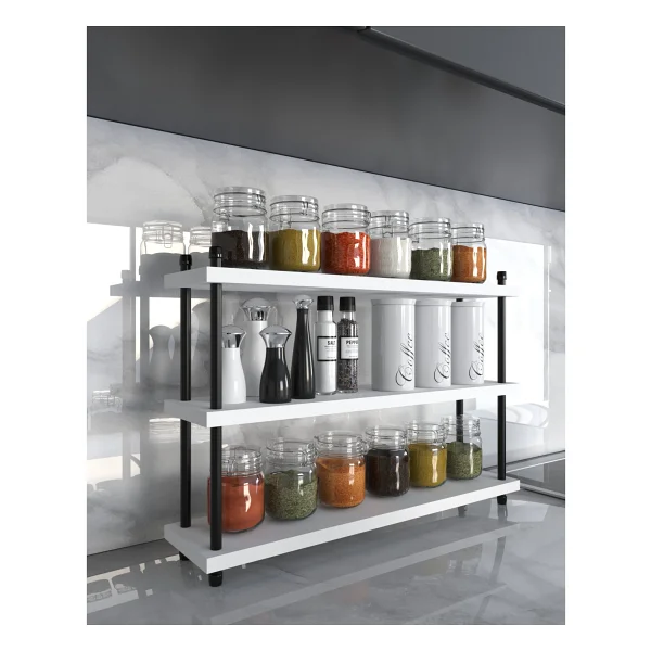 AYMOBSAN İnci Baharatlık, Mutfak Rafı, Çok Amaçlı Raf, 3 Katlı , Metal Ayaklı, Organizer, 60 cm Sis Gri - Görsel 3
