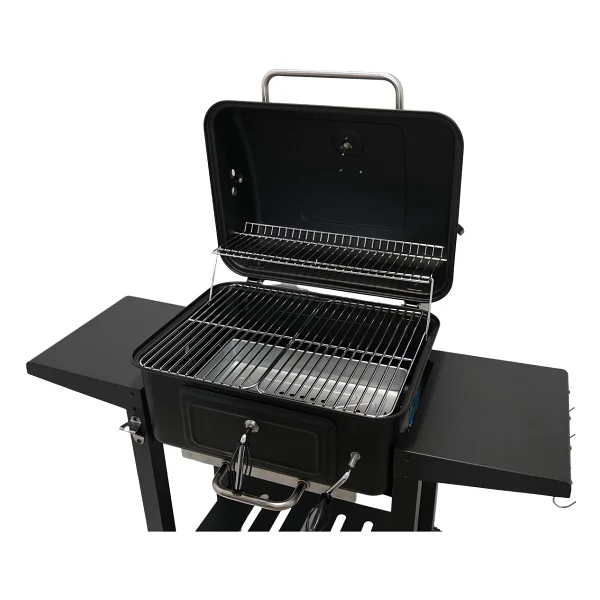 SOMINECO Tekerlekli Kömürlü Bbq Dökme Demir Kömürlü Mangal Fırınlı Büyük Barbekü Izgara 01022 - Görsel 3