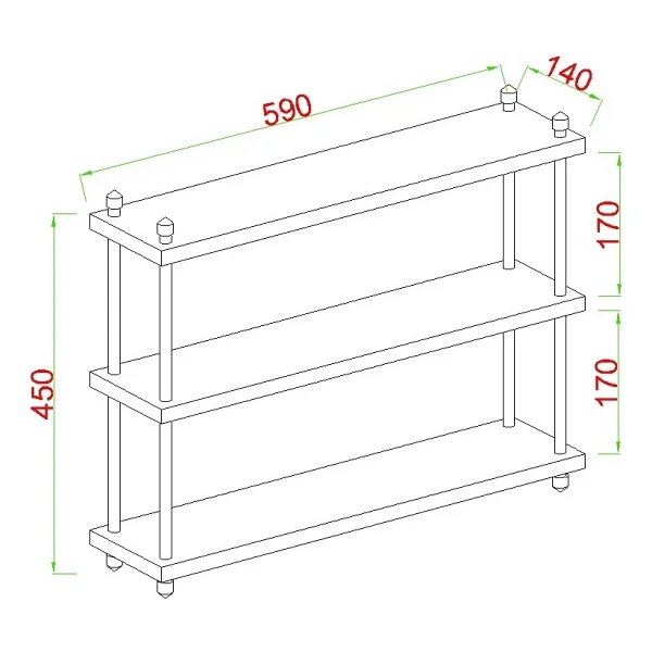 AYMOBSAN İnci Baharatlık, Mutfak Rafı, Çok Amaçlı Raf, 3 Katlı , Metal Ayaklı, Organizer, 60 cm Sis Gri - Görsel 2
