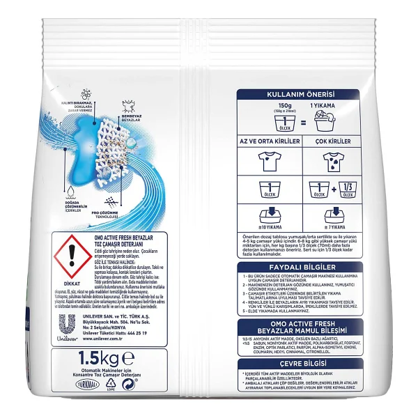 Omo Active Fresh Beyazlar için 1.5 kg Toz Deterjan - Görsel 9