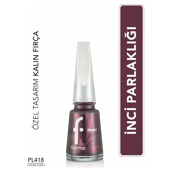 Flormar Pearly PL418 Chrome Purple Oje - Görsel 2