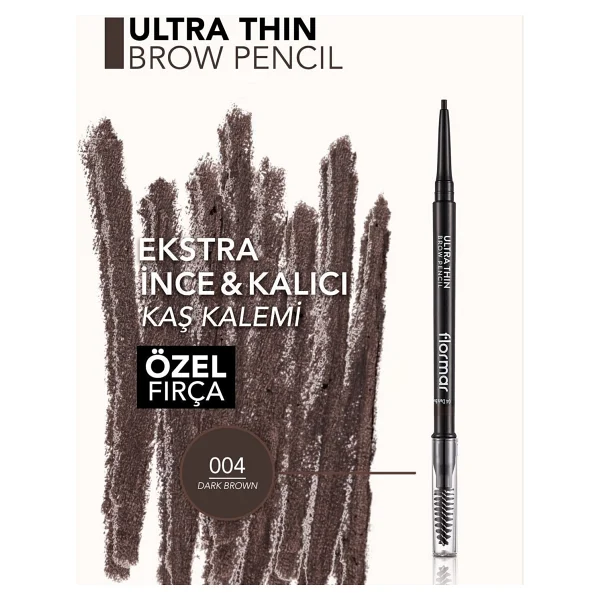 Flormar Ultra Thin Brow Pencil 04 Dark Brown Kaş Kalemi - Görsel 8