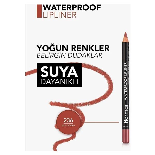 Flormar Waterproof Lipliner 236 Nut Cookie Dudak Kalemi - Görsel 6