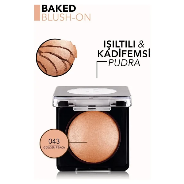 Flormar Baked Blush-On Yüksek Pigmentli & Doğal Işıltılı 043 Golden Peach Allık - Görsel 3