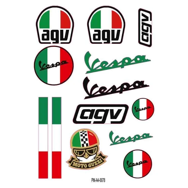 Vespa Ekipman Kask Motorsiklet Sticker Seti 01 - Görsel 2