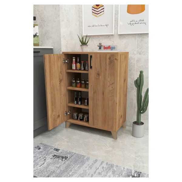 Bofigo 4 Raflı Çok Amaçlı Dolap Çok Amaçlı Mutfak Dolabı Banyo Dolabı Ceren Çam - Görsel 3