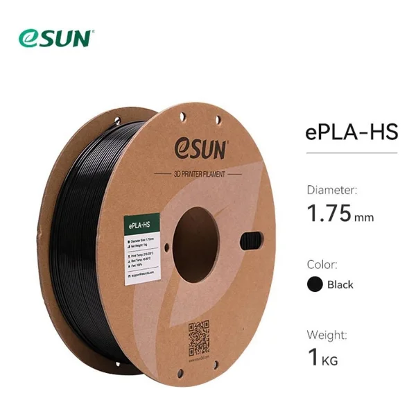 eSUN ePLA-HS 1.75 mm 1 kg Siyah Filament - Görsel 2