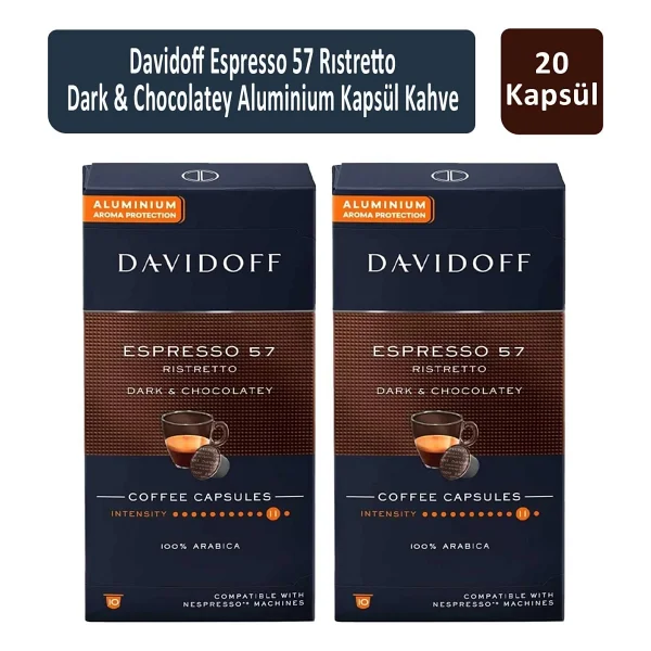 Davidoff Espresso 57 Ristretto Dark ve Chocolatey Kapsül Kahve 10'lu 2 Adet - Görsel 4