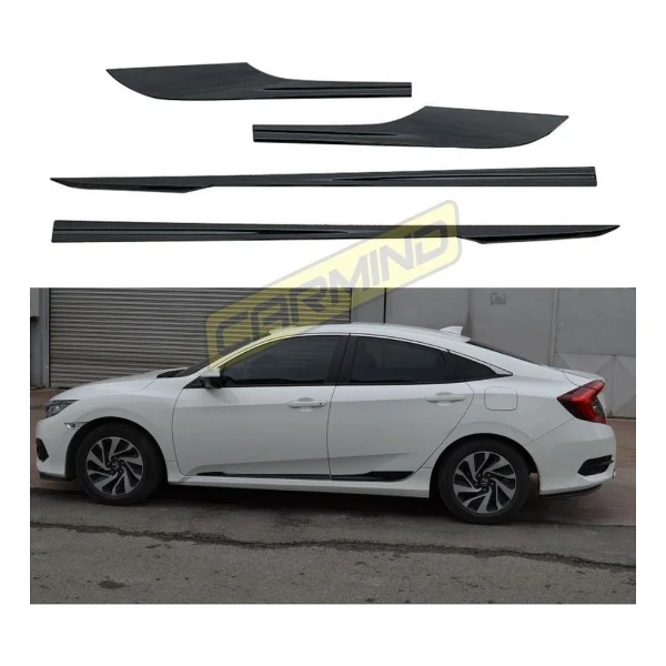 Carmind Honda Civic Fc5 Fk7 Uyumlu Yan Kapı Çıtası Piano Black 2016-2021 - Görsel 2