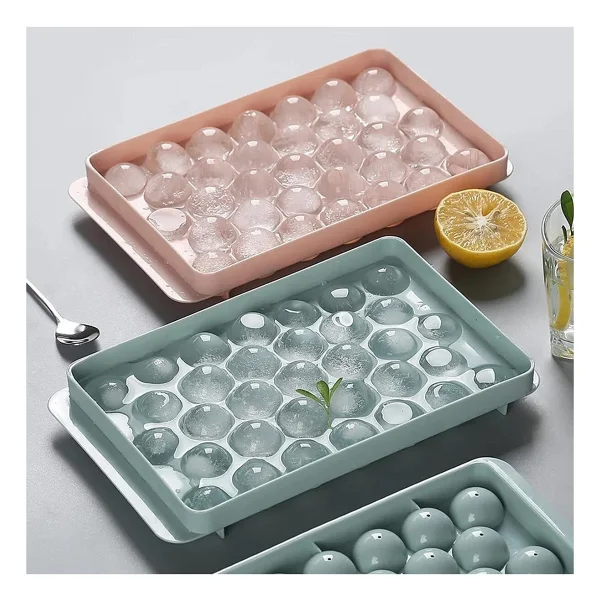 33 Hazneli Küresel Buz Kalıbı - Mavi Ve Pembe Renklerde Premium Plastik, Yeniden Kullanılabilir Tray - Görsel 3