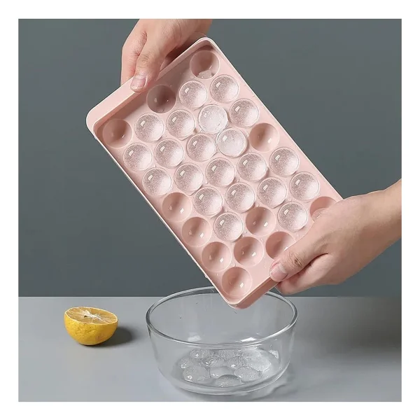 33 Hazneli Küresel Buz Kalıbı - Mavi Ve Pembe Renklerde Premium Plastik, Yeniden Kullanılabilir Tray - Görsel 4