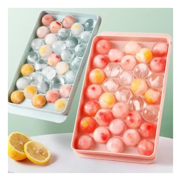 33 Hazneli Küresel Buz Kalıbı - Mavi Ve Pembe Renklerde Premium Plastik, Yeniden Kullanılabilir Tray - Görsel 5