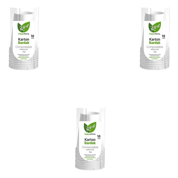 Roll-Up Doğaya Dönüş Ekolojik Doğal Kağıt Karton Bardak - 7Oz - 10'lu 3 Paket - Görsel 8