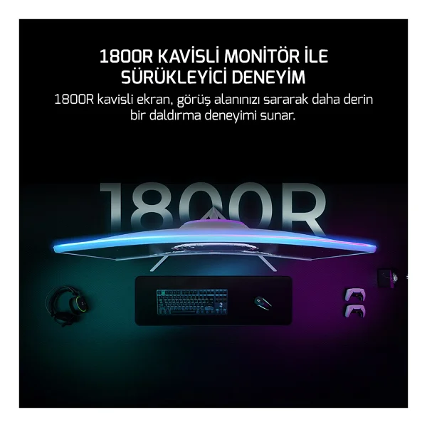 Gamepower Vivid T40 White 24" 0.5 ms Full HD Curved 180 Hz Oyuncu Monitörü - Görsel 3
