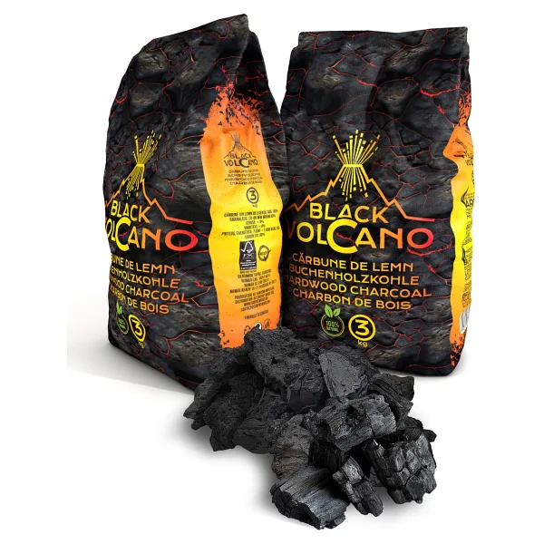 Miklos Steel Black Volcano İthal Odun Kömürü Mangal Şömine Ve Soba 3 KG Kokusuz Dumansız - Görsel 2