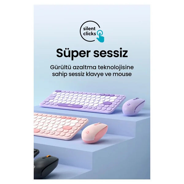 Daxi Creator Pro MK350 Lila Kablosuz Klavye Mouse Seti - Görsel 3