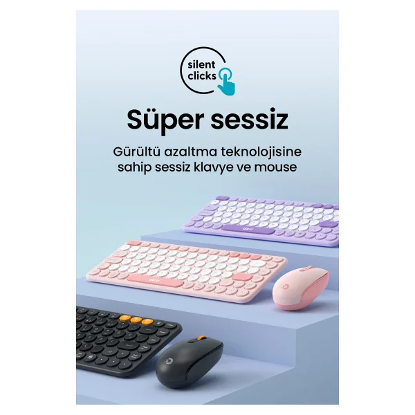 Daxi Creator Pro MK350 Pembe Kablosuz Klavye Mouse Seti - Görsel 3
