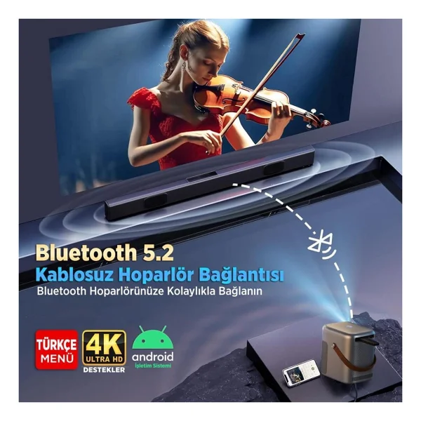 Vankyo H300A Full HD Wi-Fi Android Taşınabilir Gri Projeksiyon Cihazı - Görsel 9