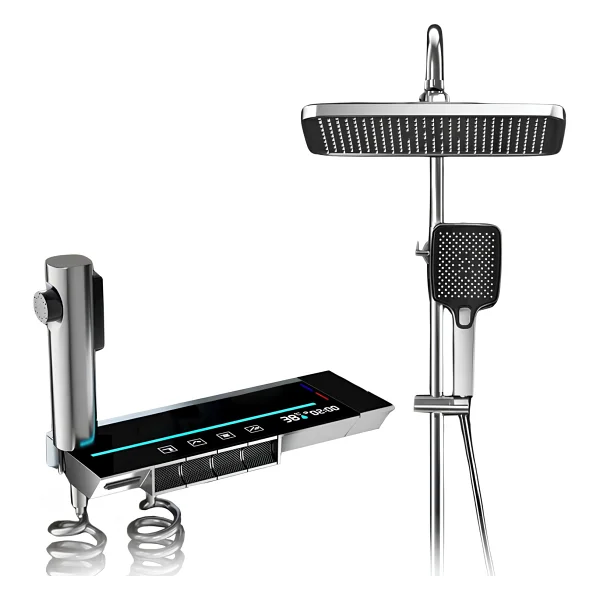Oxy Aqua Piano 5 Fonksiyonlu Kendinden Banyo Bataryalı Dijital Akıllı Robot Duş Seti Tepe Duş Seti - Antrasit - Görsel 3