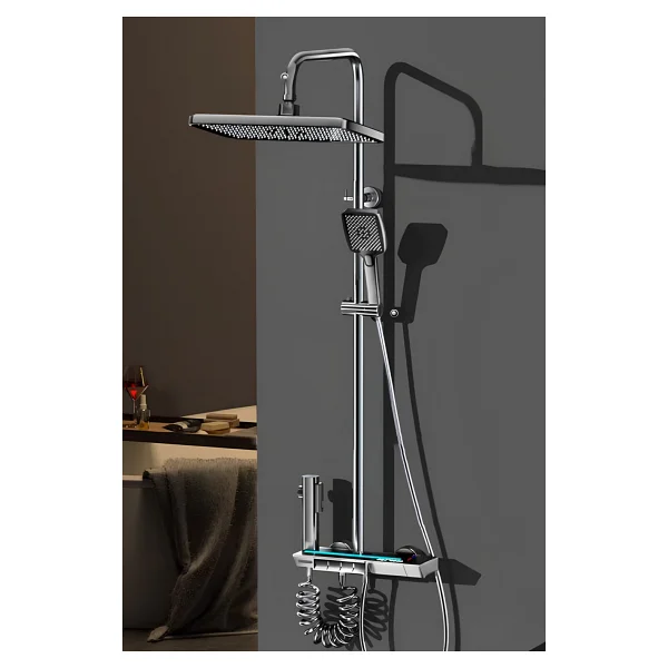 Oxy Aqua Piano 5 Fonksiyonlu Kendinden Banyo Bataryalı Dijital Akıllı Robot Duş Seti Tepe Duş Seti - Antrasit - Görsel 4