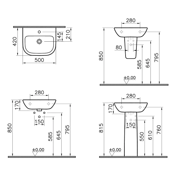 VitrA S20 5501L003-0001 50 cm Lavabo - Görsel 3