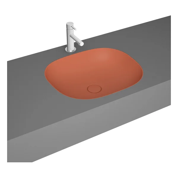 VitrA 7810B477-1083 Plural 45 cm Kare Tezgah Altı Lavabo - Mat Terra Rossa - Görsel 3