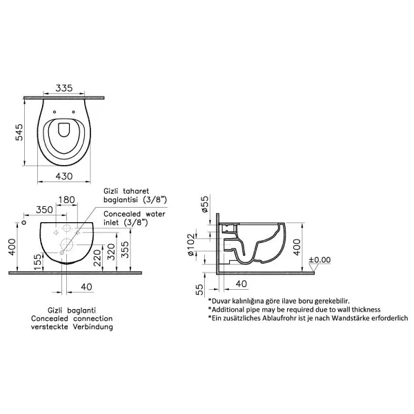 VitrA 5885B483-0559 Memoria Rim-Ex 54 cm Asma Klozet - Mat Siyah - Görsel 5