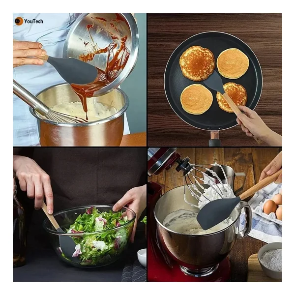 Bambu Saplı Silikon Sıyırma Yan Spatula - Görsel 2