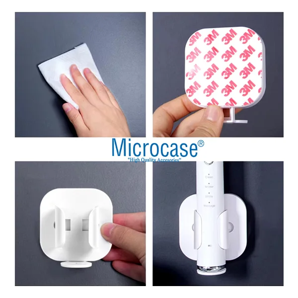Microcase Yapışkanlı Duvara Monte Ayarlanabilir Şarjlı Diş Fırçası Tutucu STAND-AL4801 - Beyaz - Görsel 5