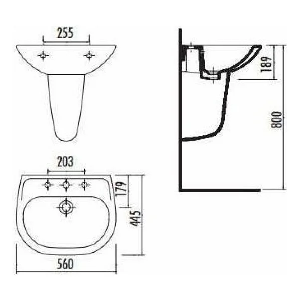 Creavit Sedef SD055 Yarım Ayak Lavabo - Görsel 2