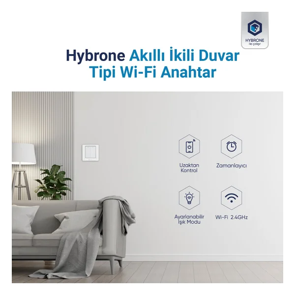Hybrone HY-PW2091-WS İkili Akıllı Anahtar - Görsel 3