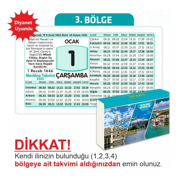 Mevlana Takvimi Mevlana 2026 Yapraklı Blok Duvar Takvimi - Mavi, 13x8.5 cm, Ayet ve Hadisli, 3. Bölge Dağıtım, 1 Adet - Görsel 5