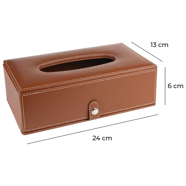2K Suni Deri Peçetelik Taba Renkli Kolay Açılır Tasarım 13x24x6 cm Pratik Kullanım - Görsel 4