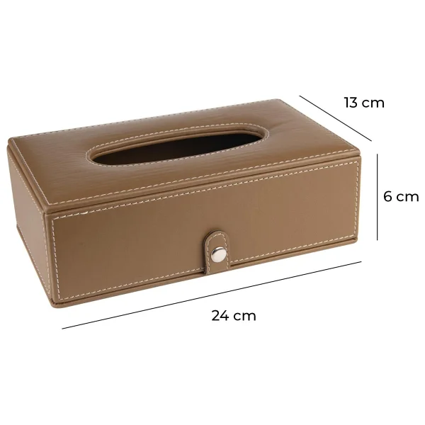 2K Vegan Deri Peçetelik Kutusu Vizon Renk 13x24x6 cm Pratik ve Şık Kullanım - Görsel 4